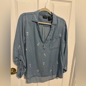 Light Blue Anchor Print Shirt